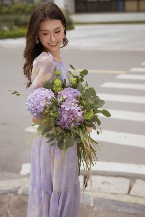 Sixdo Light Purple Voile Flared Dress